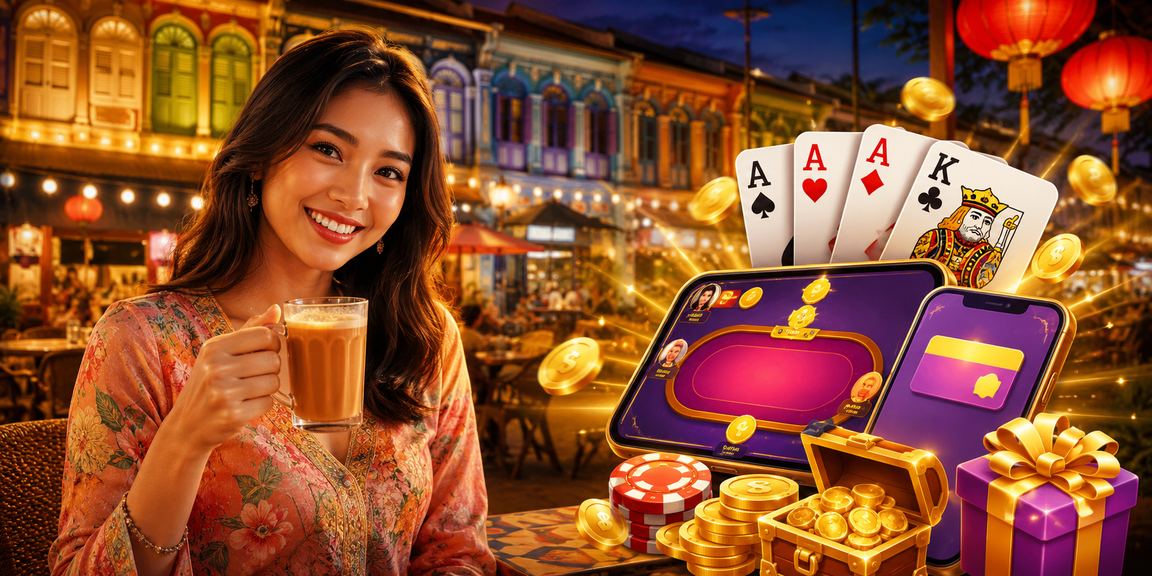 Pemain sedang bermain permainan meja Teen Patti